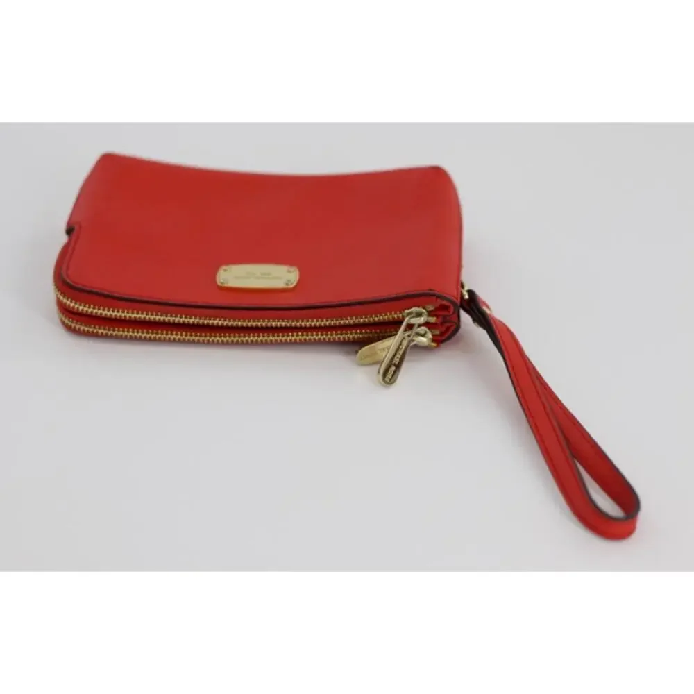 Michael Kors red leather wristlet. - Picture 6 of 11